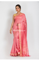 Pure Munga Silk Saree With Zari Weaving Border And Contrast Color Piping (KR161)